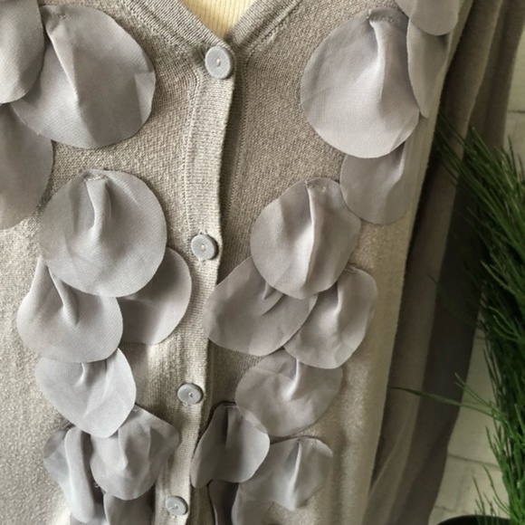 Taupe/Gray Ann Taylor Loft Cardigan W/ Shear - Picture 2 of 4